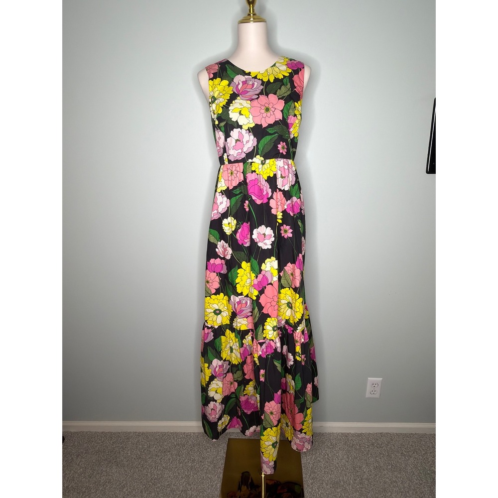 Johnny Was Jade Cassia Maxi Dress Floral Open Back Blk Multi L37223-3 Lg, US:10